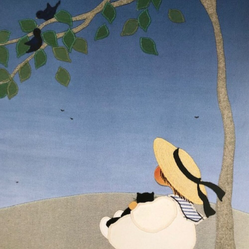 D. Éthier Signed Art Print – Girl Under Tree with Birds – 15.75" × 19.75"